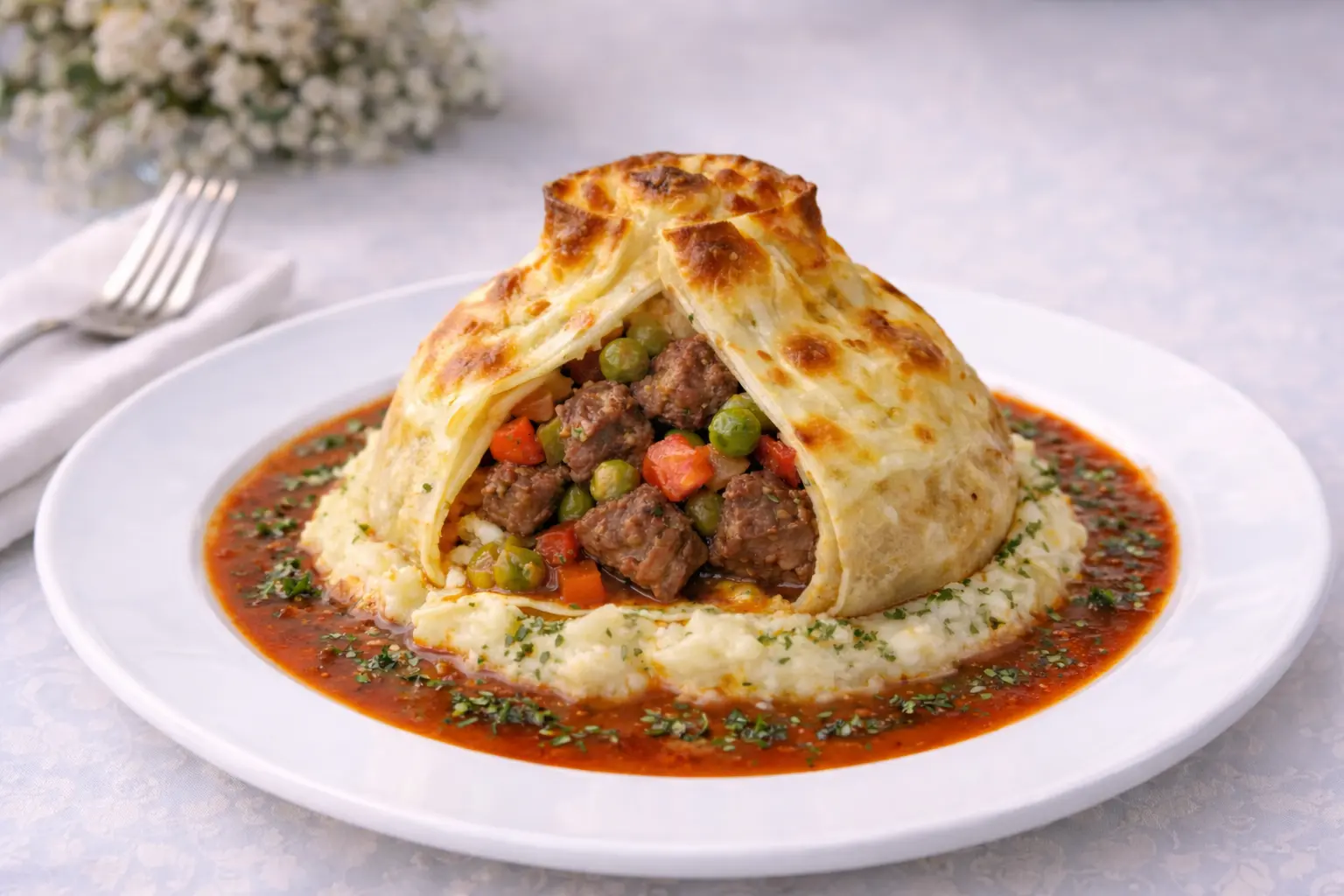 KRD Catering Damak Şefi tarafından hazırlanan bohça kebabı